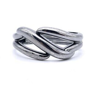 LIA SOPHIA "GALENA" BANGLE CUFF BRACELET $48 RV GUNMETAL HEMATITE BLACK HINGED